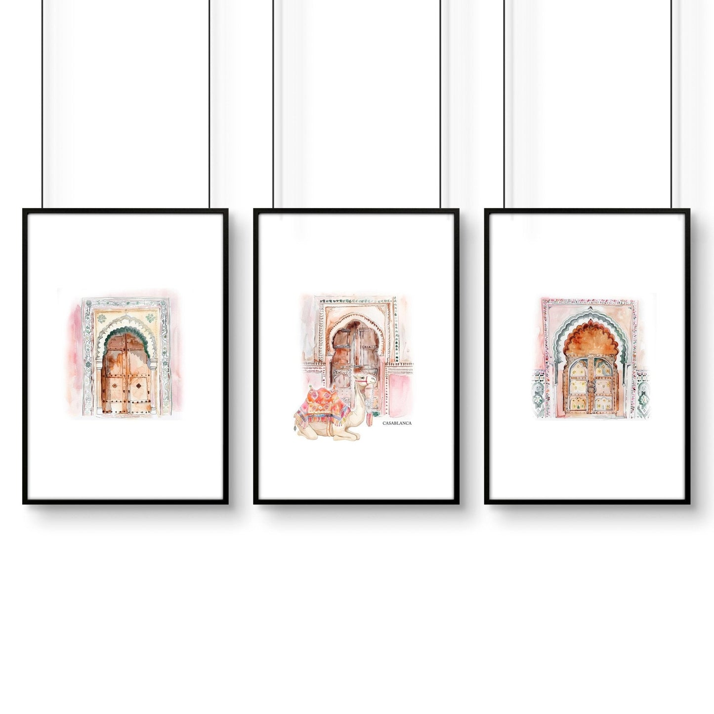 Wall Pictures In Frames | Set of 3 Moroccan Inspired Wall art Prints