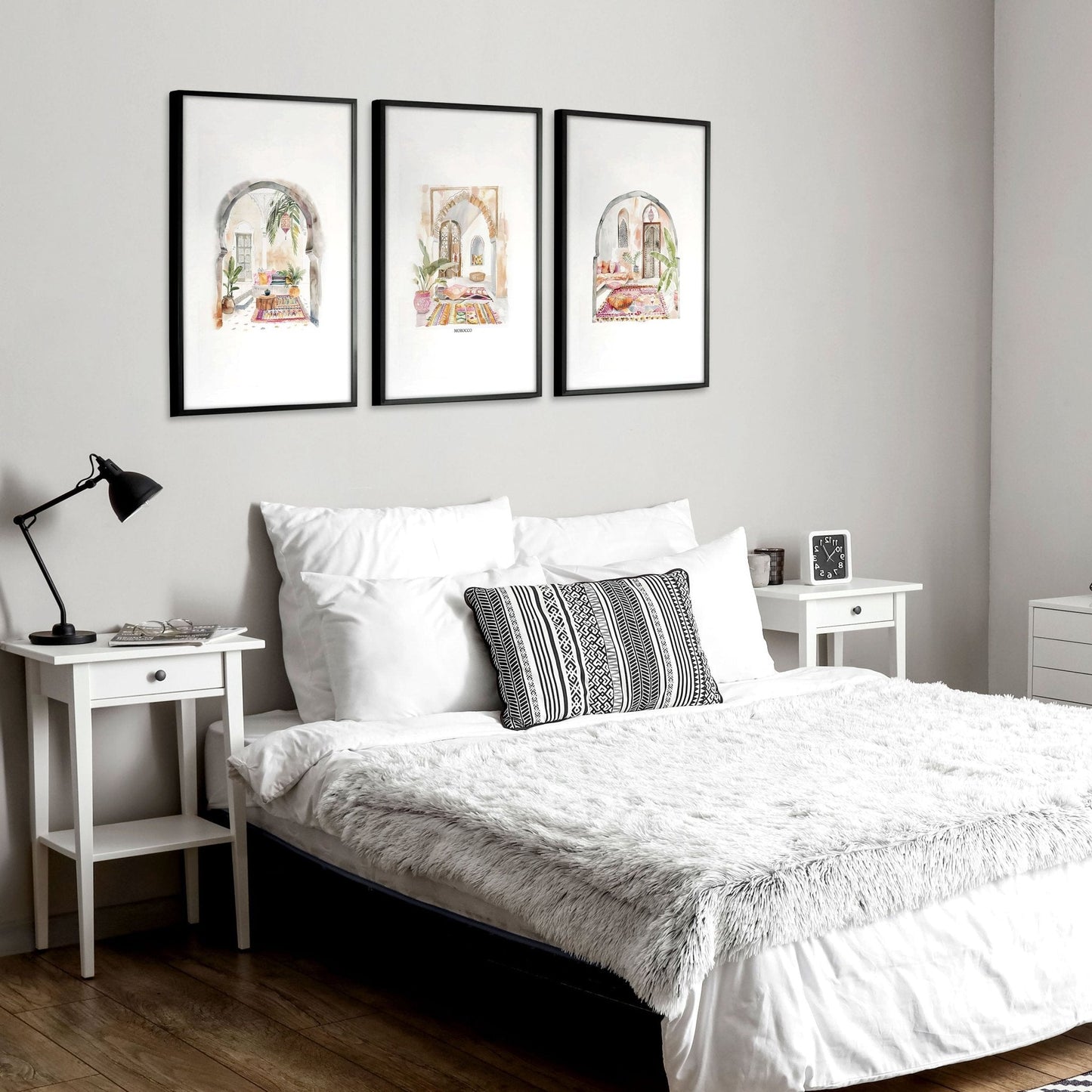 Wall Pictures With Frames | Set of 3 Moroccan Inspired Wall art Prints
