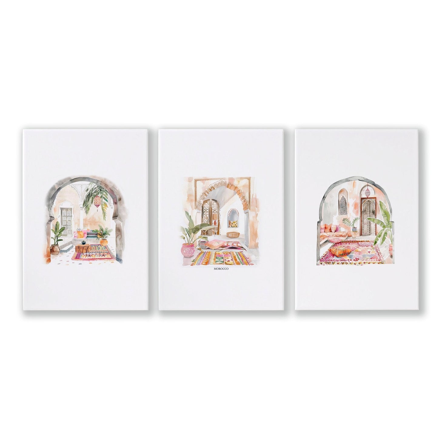 Wall Pictures With Frames | Set of 3 Moroccan Inspired Wall art Prints