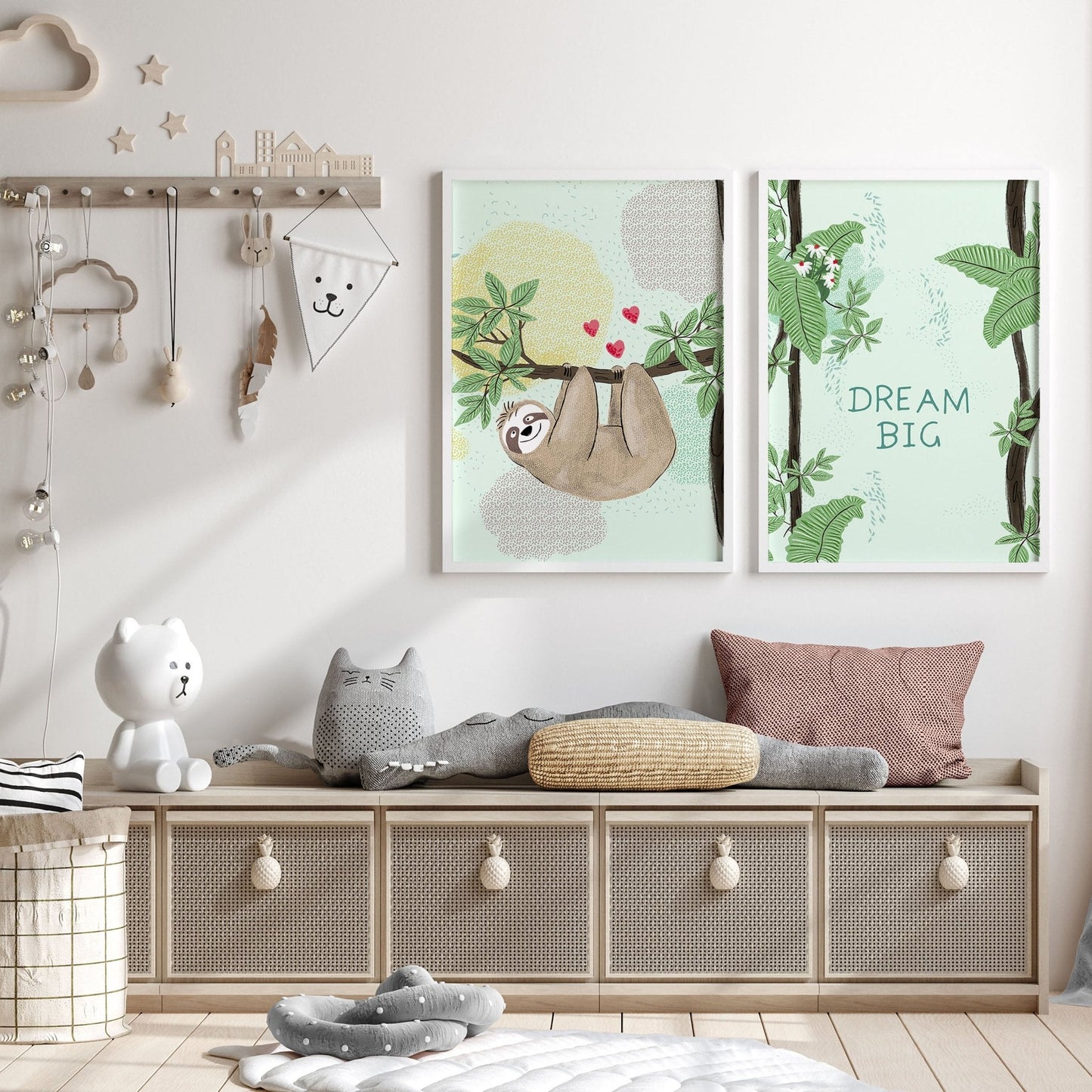 Wall prints for nursery | set of 2 Sloths wall art prints