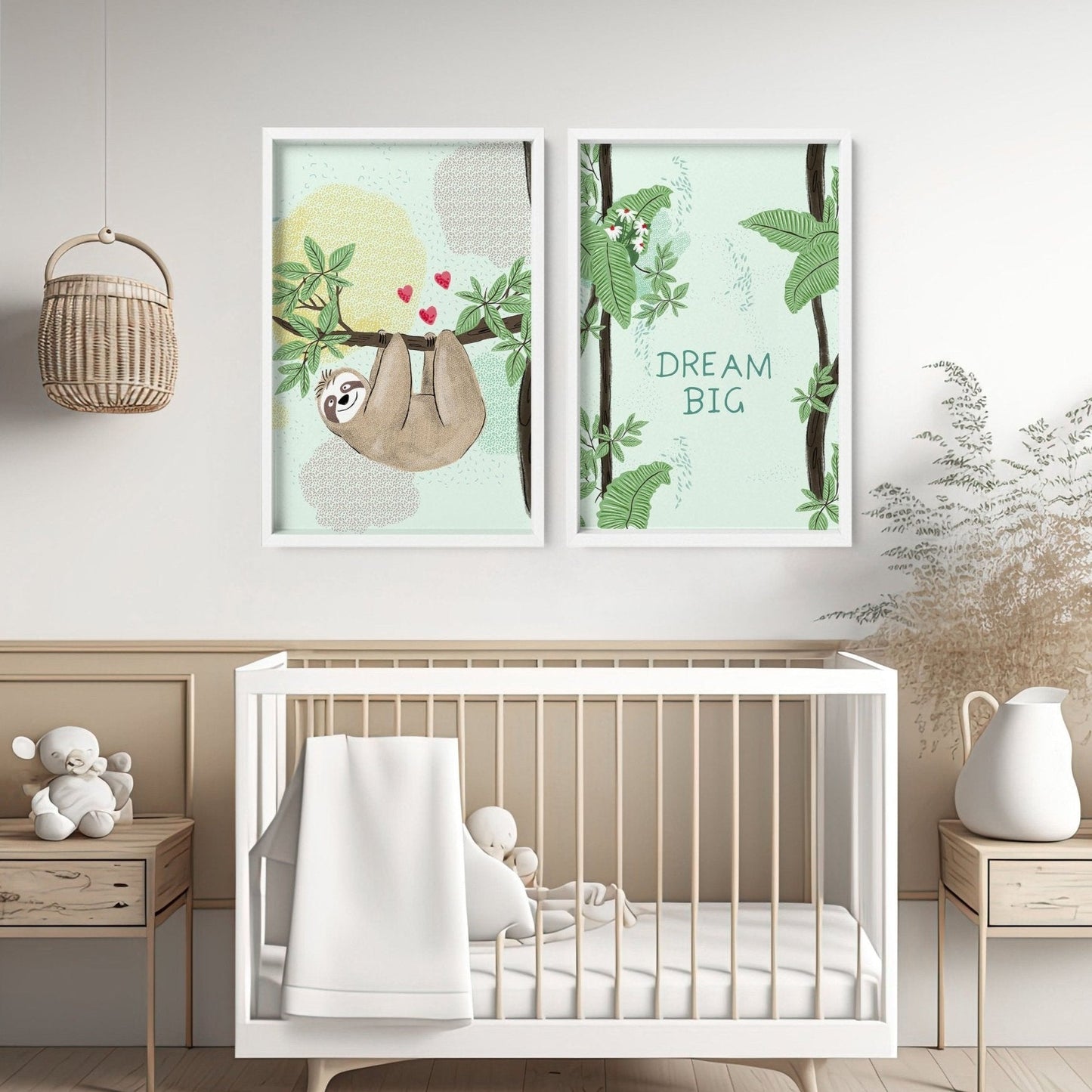 Wall prints for nursery | set of 2 Sloths wall art prints