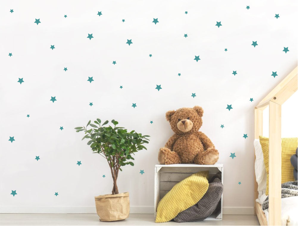 Star Wall Stickers (68 Stars in 4 Sizes) - Kids Nursery Star Decals