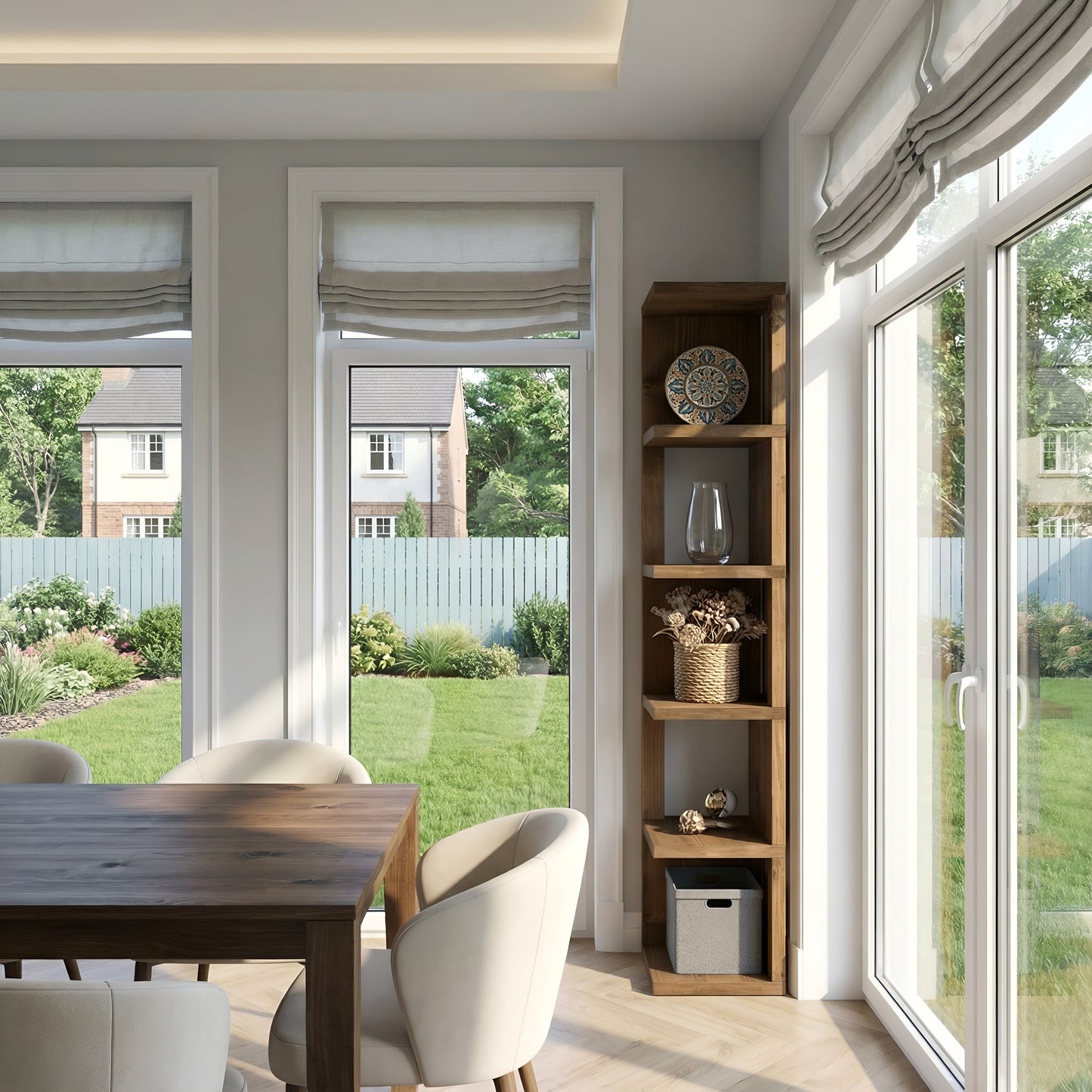 Valora Solid Wood Corner Bookshelf In Walnut Colour – Natural Finish Open Bookcase, Rustic Scandinavian Design