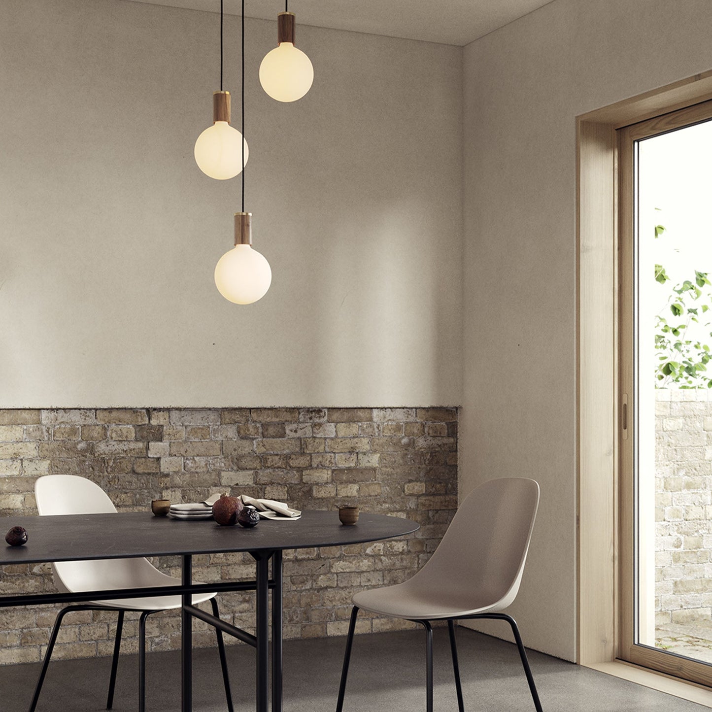 Triple Pendant in Walnut + Sphere IV