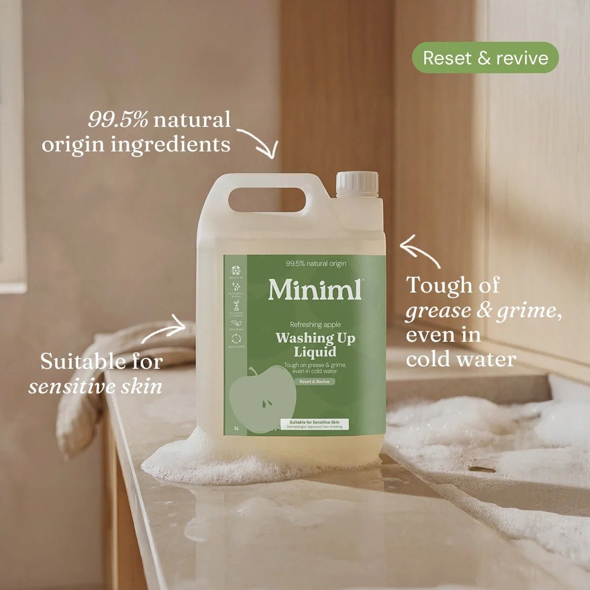 Refreshing Apple Washing Up Liquid – 5L Refill for Eco-Friendly Dishwashing