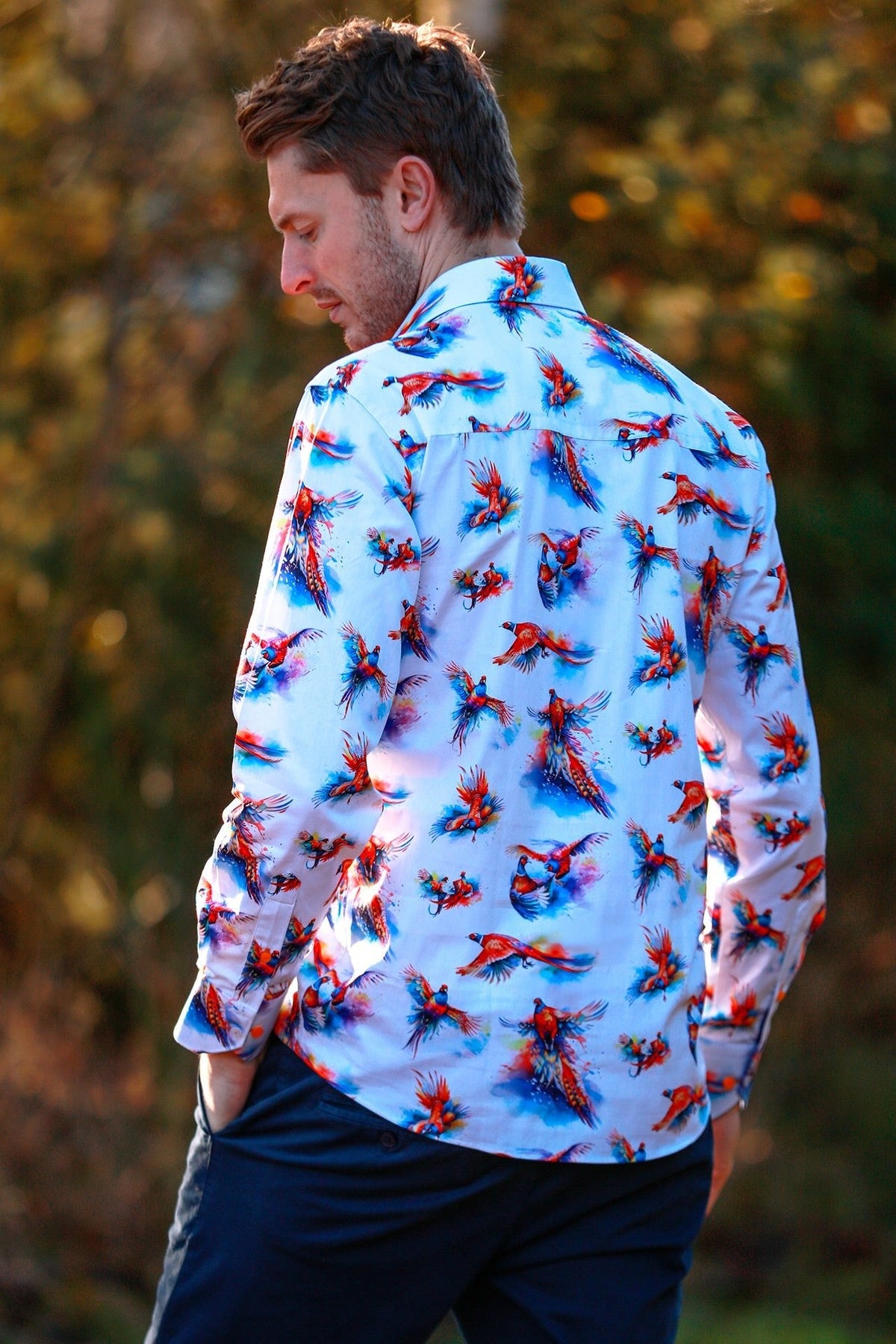 Watercolor Pheasant Print Shirt