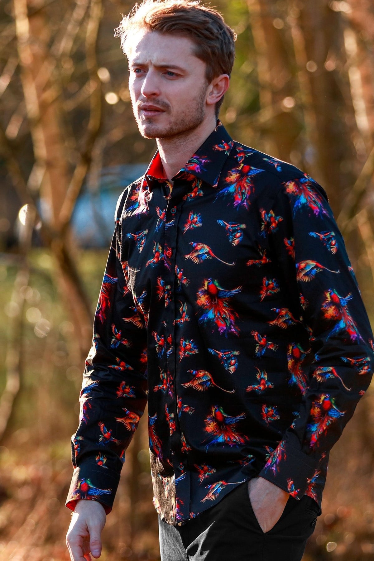 Watercolor Pheasant Print Shirt