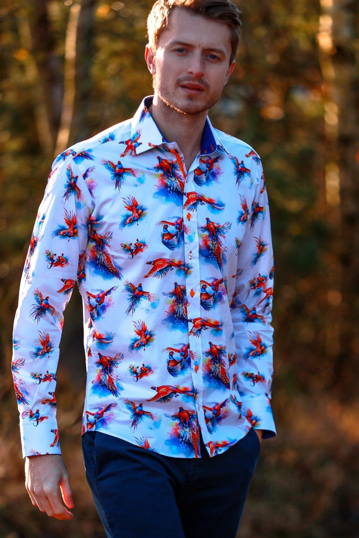 Watercolor Pheasant Print Shirt