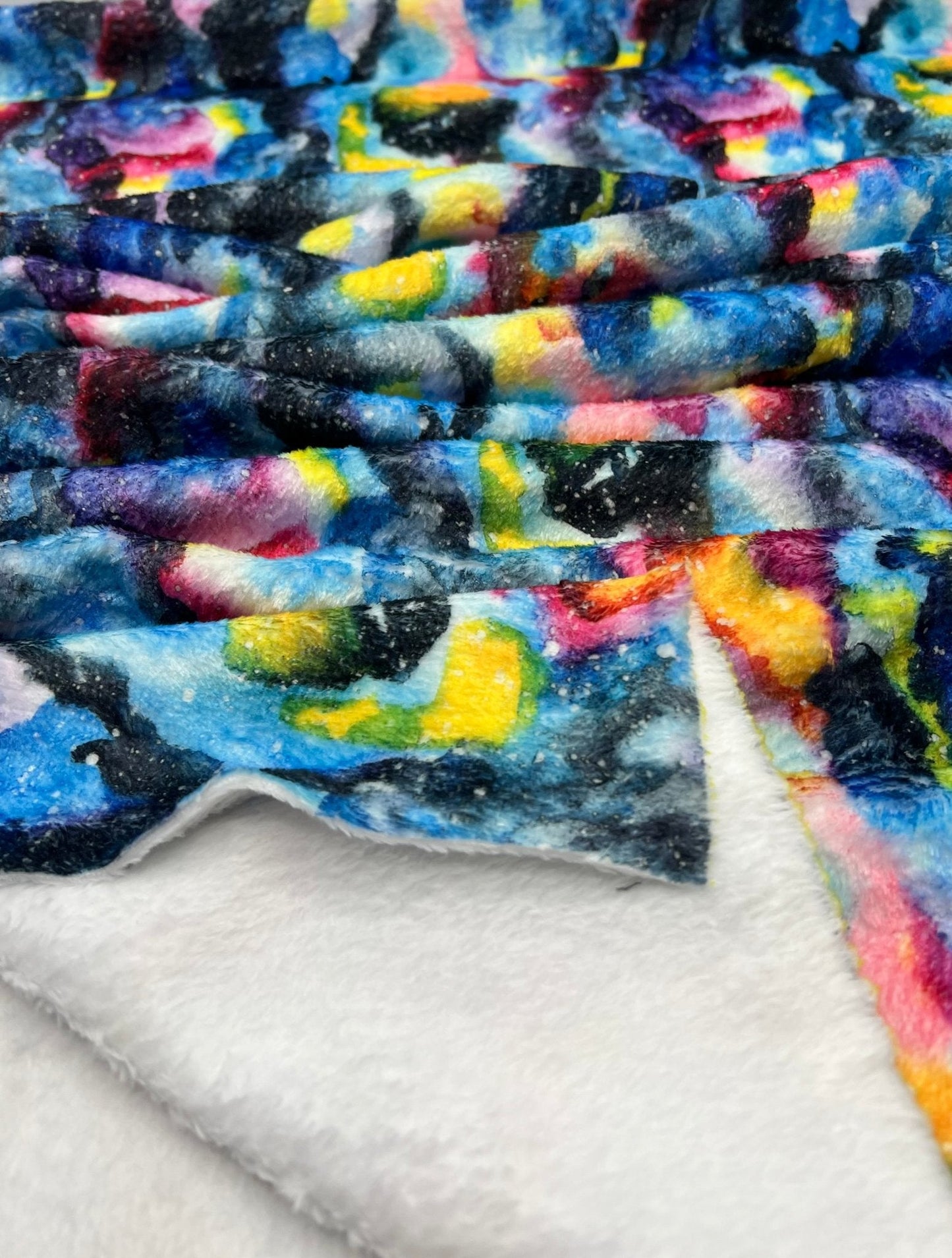 Watercolour Rainbow Galaxy Cuddle Fleece Fabric Blanket Loungewear