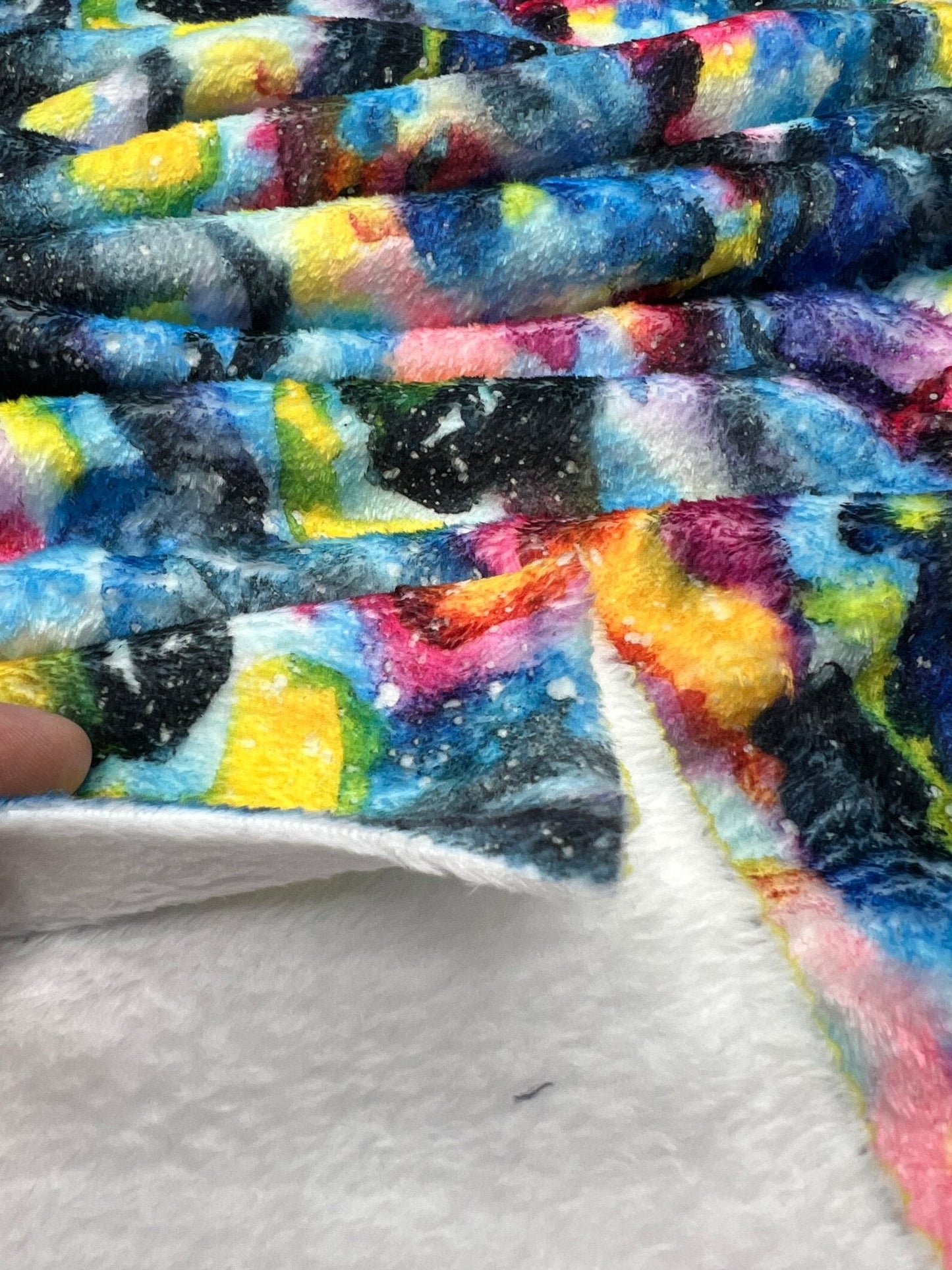 Watercolour Rainbow Galaxy Cuddle Fleece Fabric Blanket Loungewear