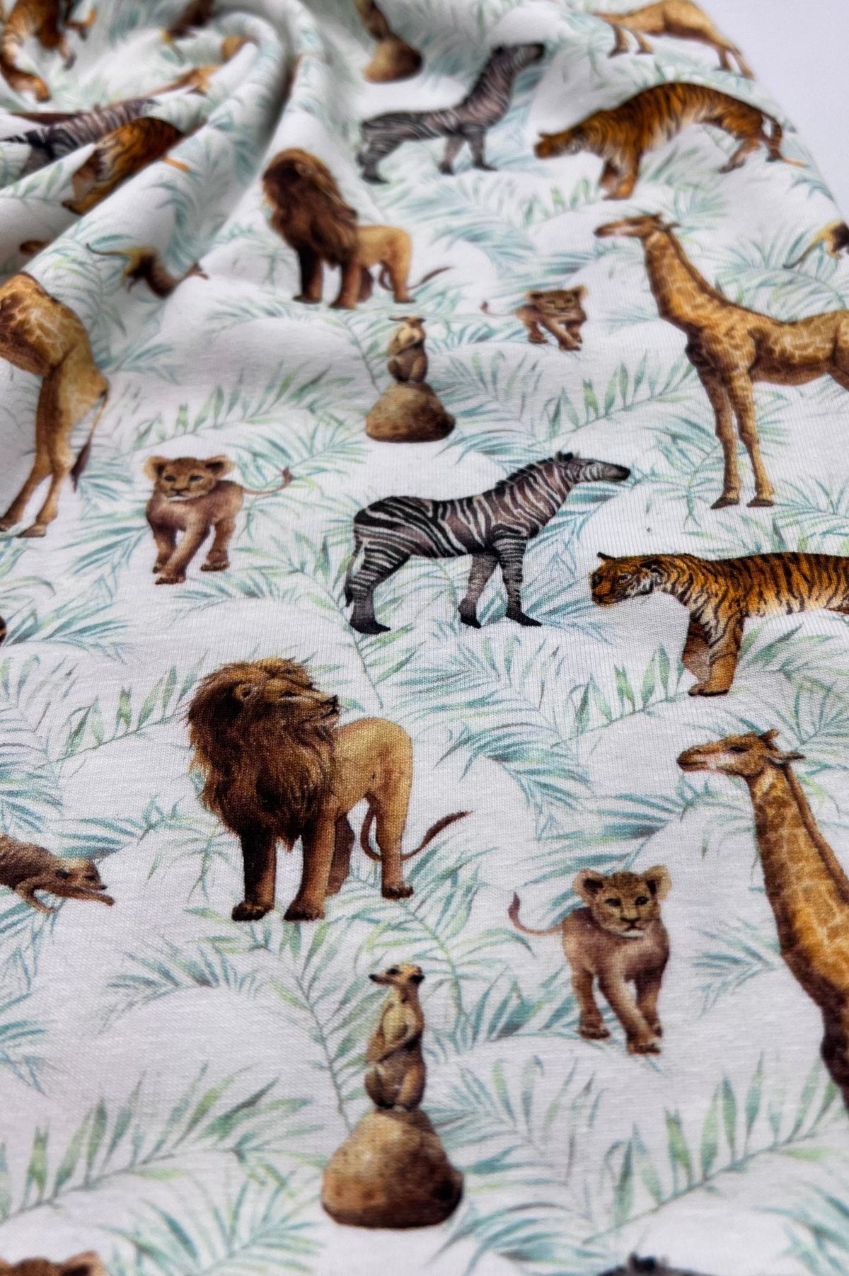 Watercolour Safari Cotton Stretch Jersey 200 GSM 95/5 Lycra 4 Way Stretch