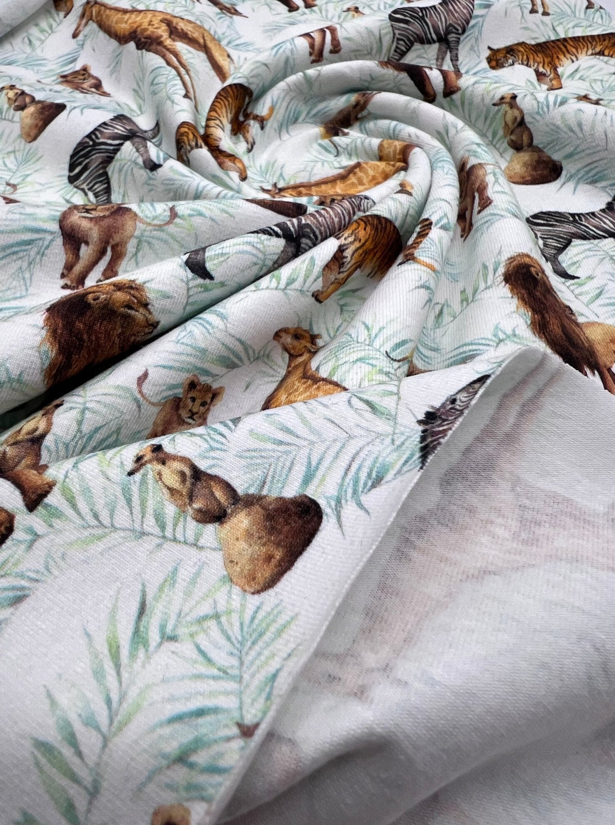 Watercolour Safari Cotton Stretch Jersey 200 GSM 95/5 Lycra 4 Way Stretch