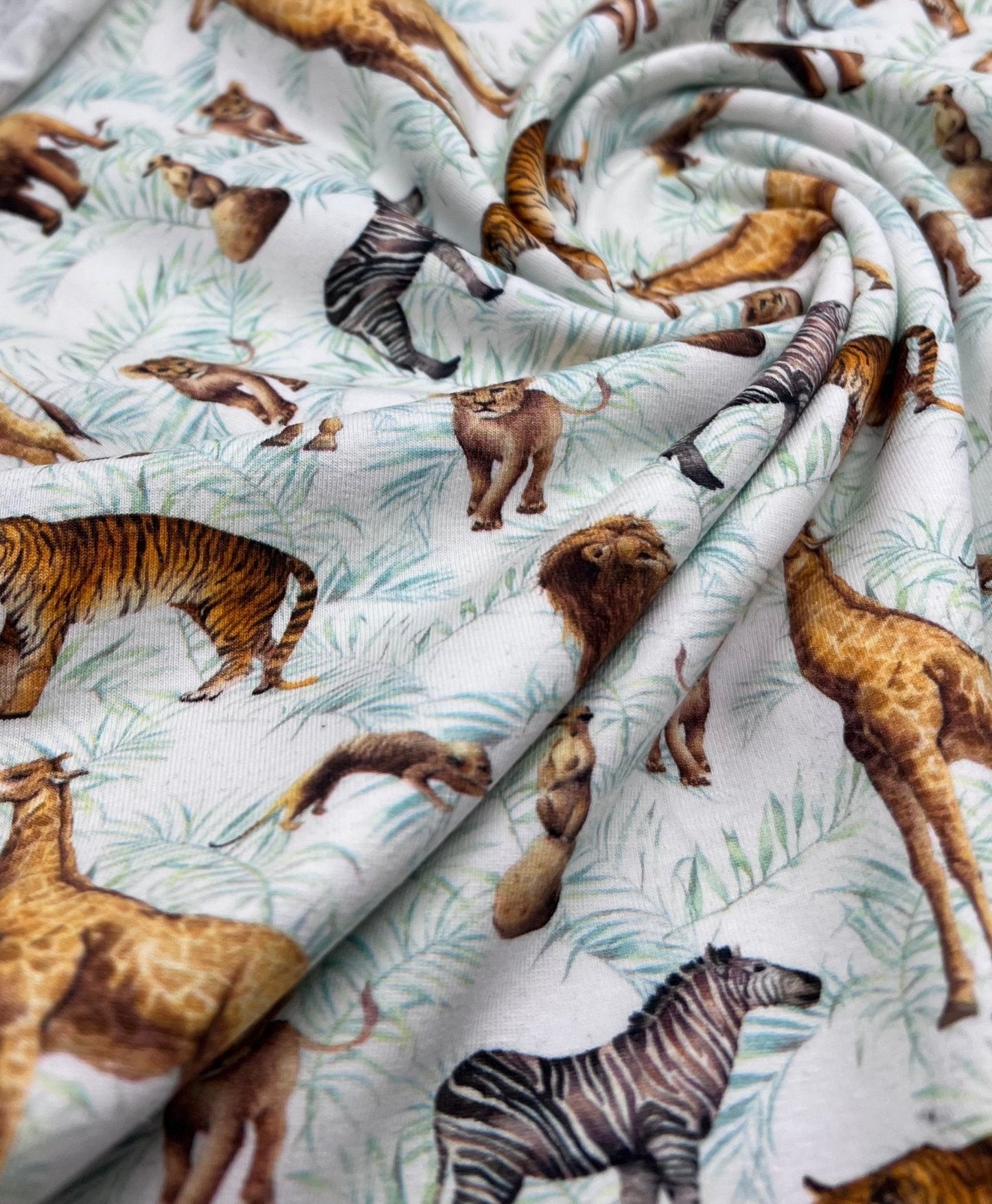 Watercolour Safari Cotton Stretch Jersey 200 GSM 95/5 Lycra 4 Way Stretch