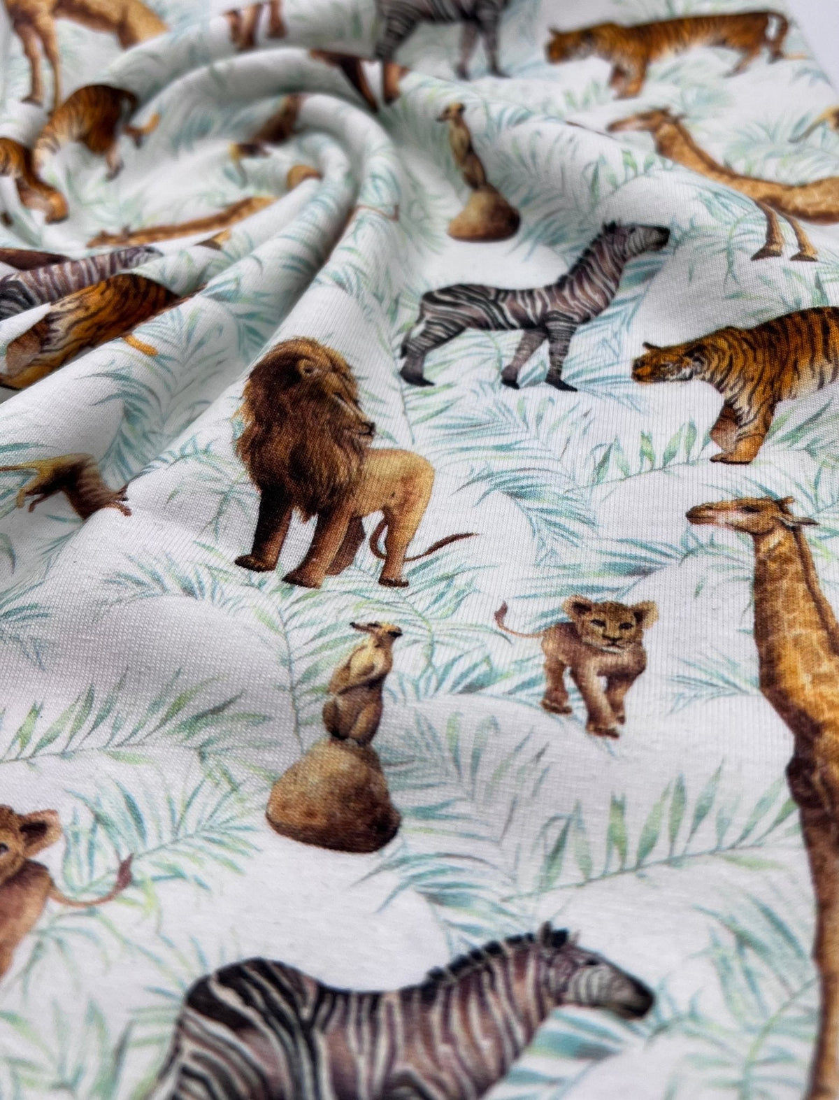 Watercolour Safari Cotton Stretch Jersey 200 GSM 95/5 Lycra 4 Way Stretch