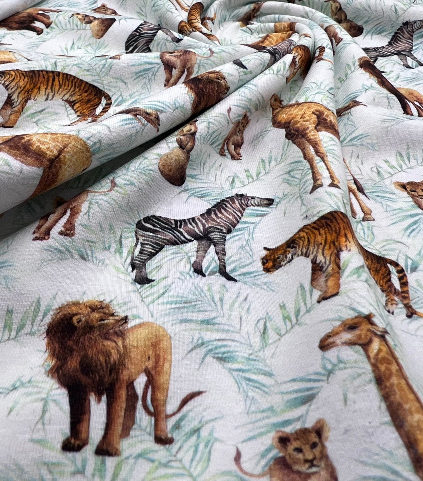 Watercolour Safari Cotton Stretch Jersey 200 GSM 95/5 Lycra 4 Way Stretch