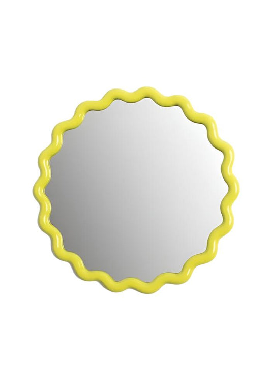 Wavey Round Mirror in Yellow