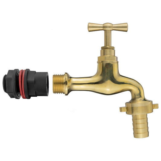 Water Butts Kit 1/2" With Polish Brass Tap 13mm Outlet