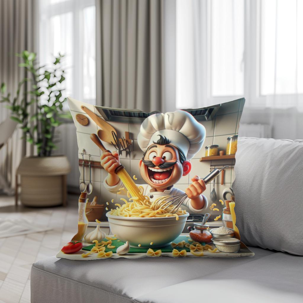 Pasta Frenzy Chef Cotton Cushion