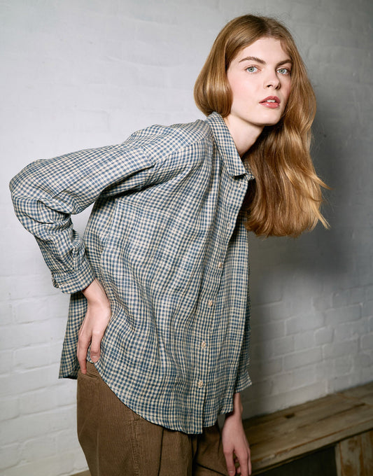agnes shirt | coastal blue check