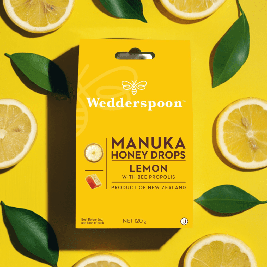 Wedderspoon Natural Manuka Honey Drops Lemon (20 Drops per box) - Triple Pack