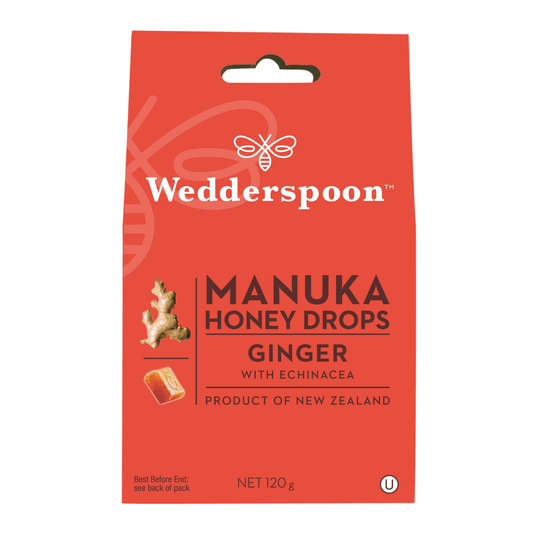 Wedderspoon Mānuka Honey Drops Ginger and Echinacea (20 Drops per box)