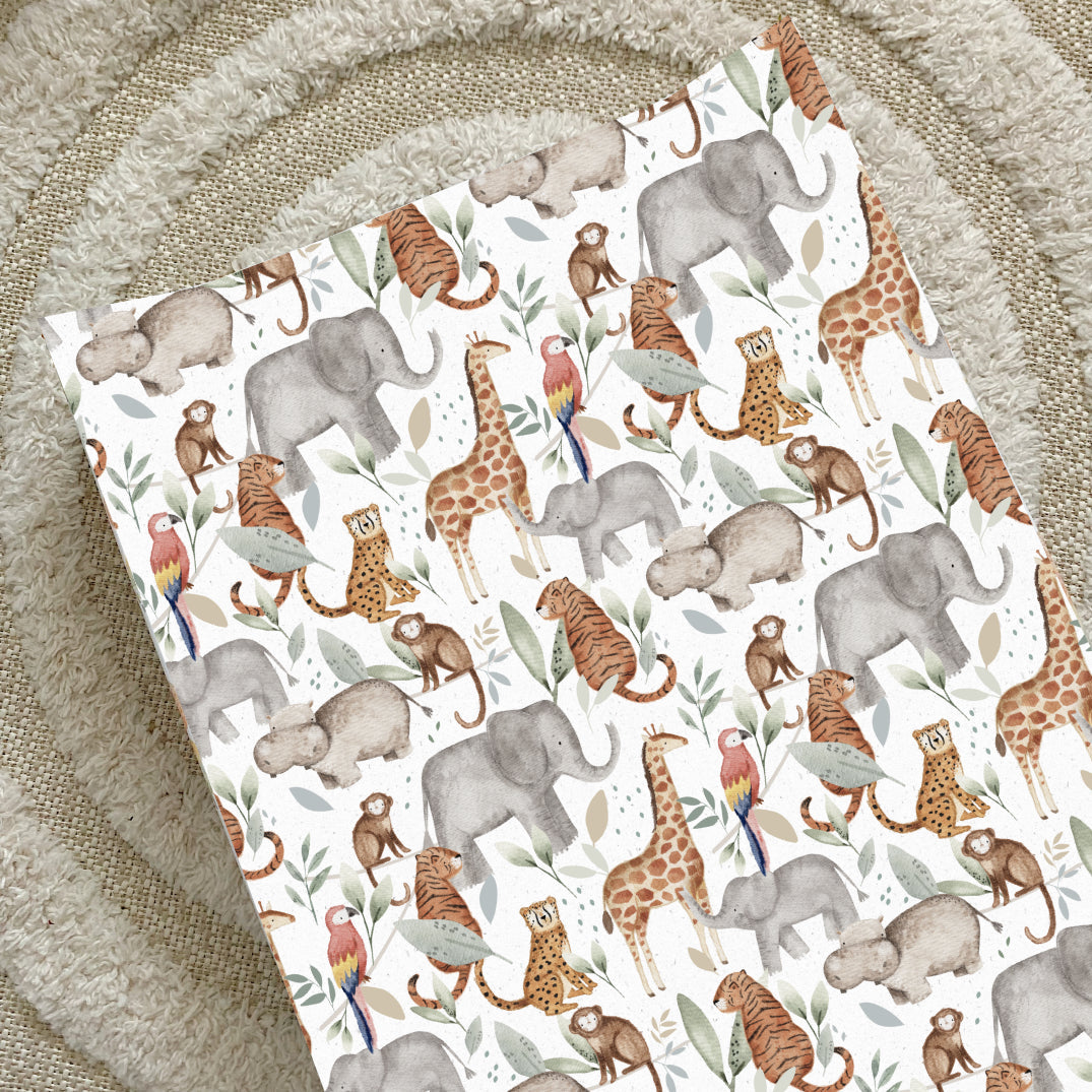 Anti-Roll Wedge Baby Changing Mat - Jungle Animals print