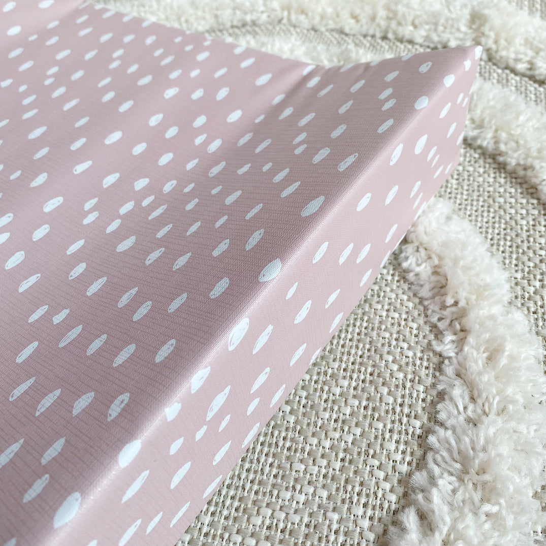 Anti-Roll Wedge Changing Mat - Dusky Pink Spotty Print