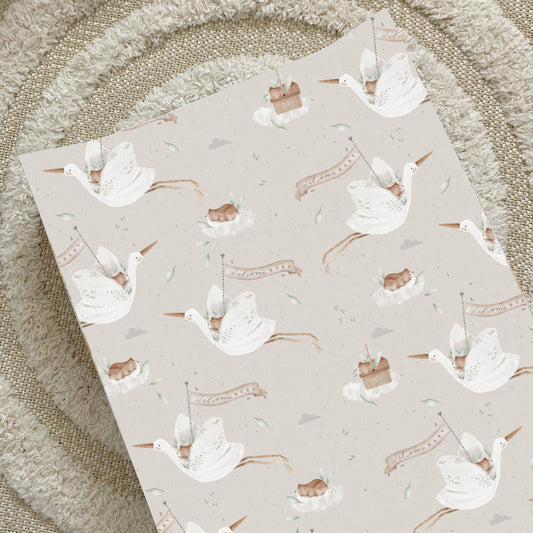 Anti-Roll Wedge Baby Changing Mat - Welcome Baby Print