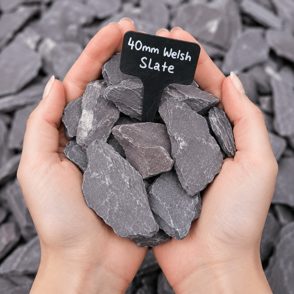 Welsh Green Crushed Slate Chippings 40mm Bulk Bag