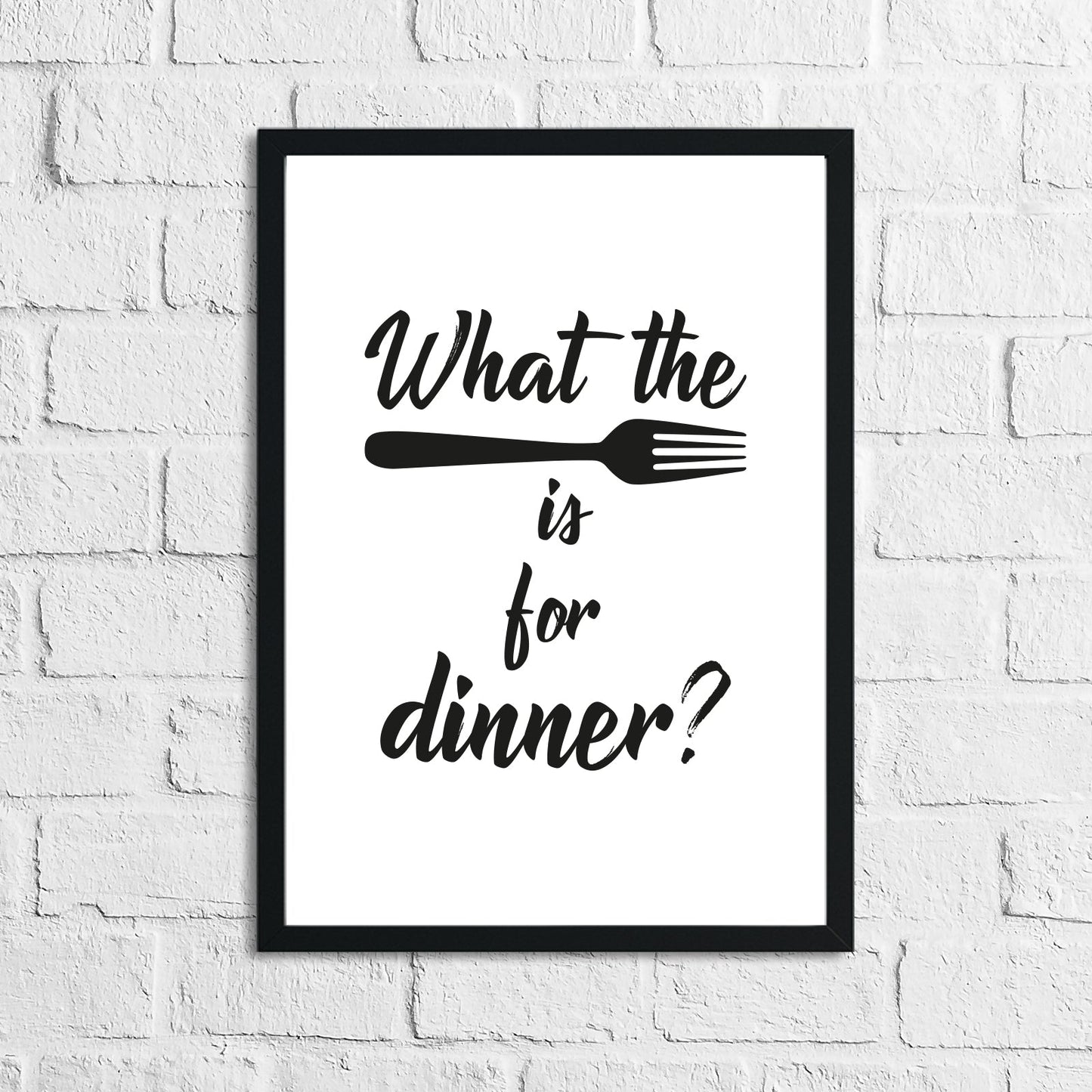 What The Fork Is For Dinner Kitchen Funny Simple Wall Decor Print