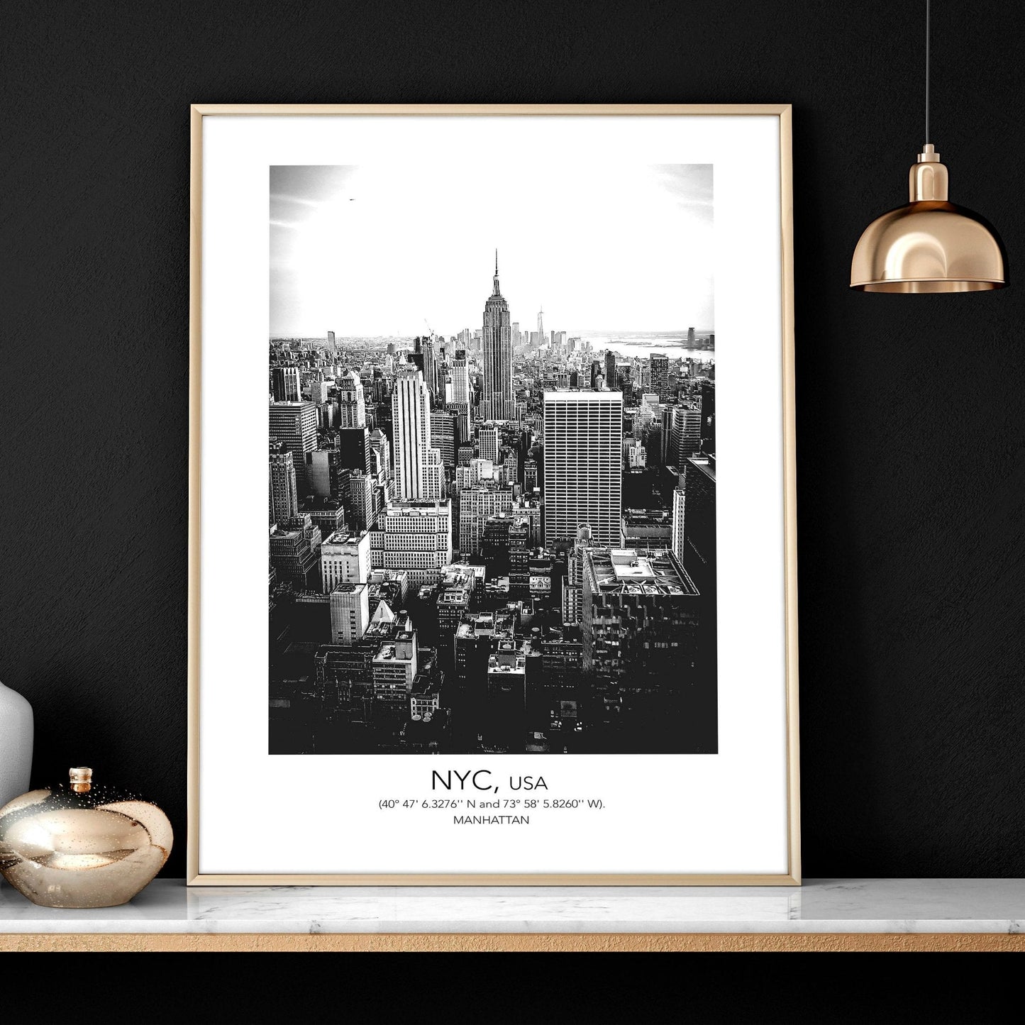 White and black art | set of 3 New York living room wall art