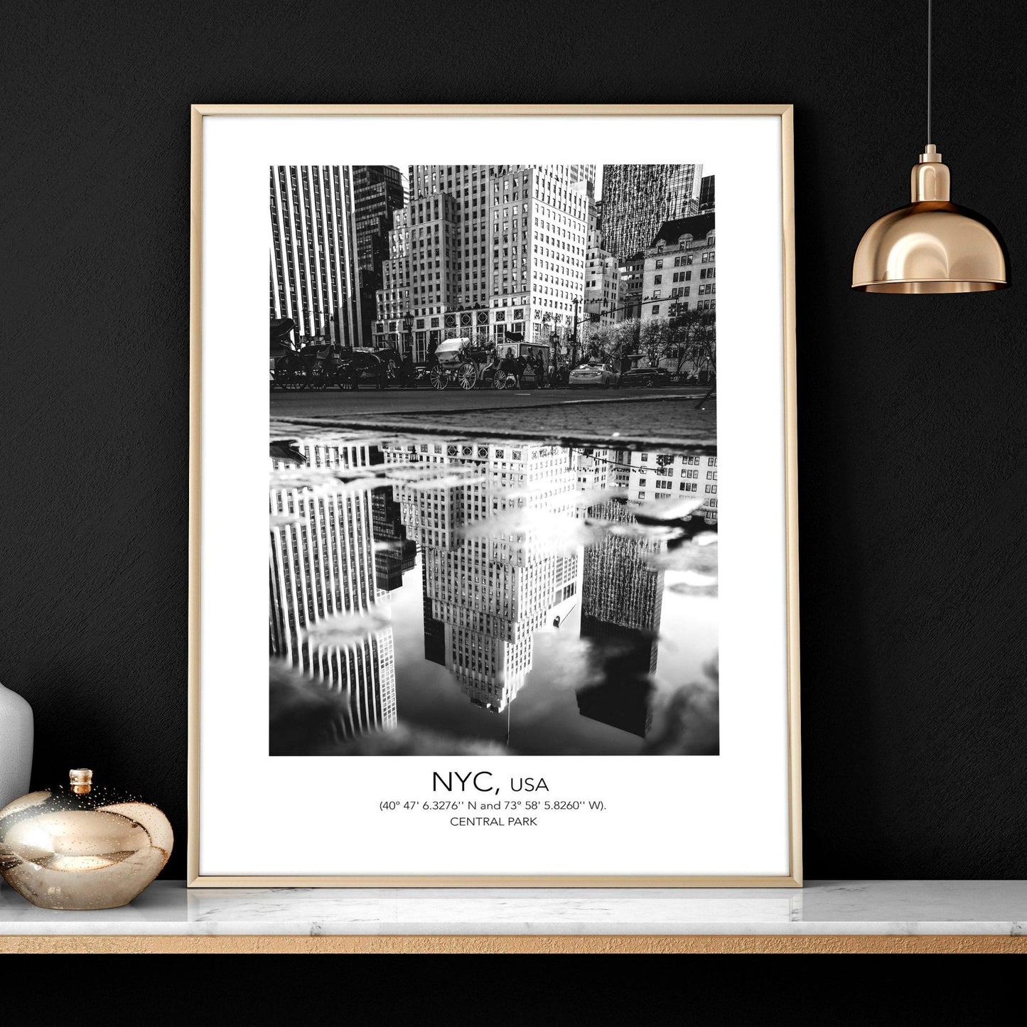 White and black art | set of 3 New York living room wall art