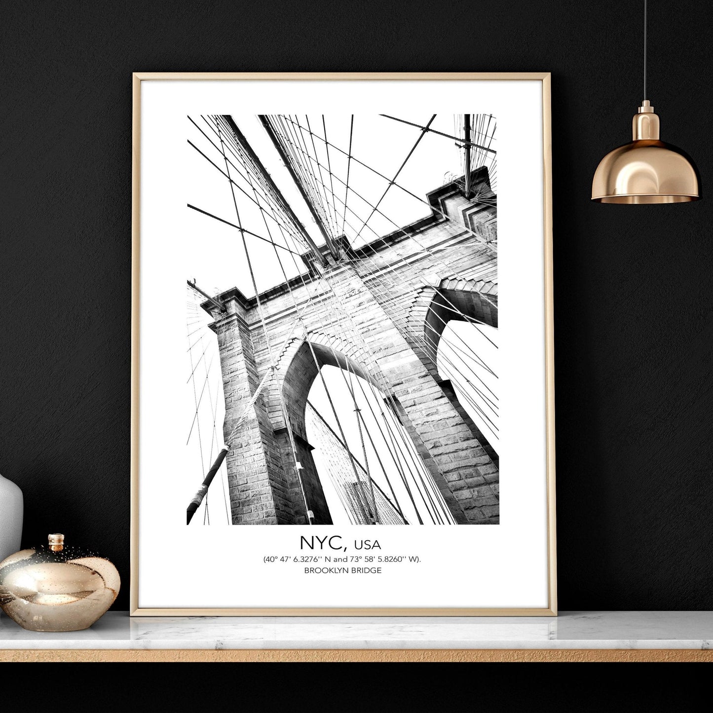 White and black art | set of 3 New York living room wall art