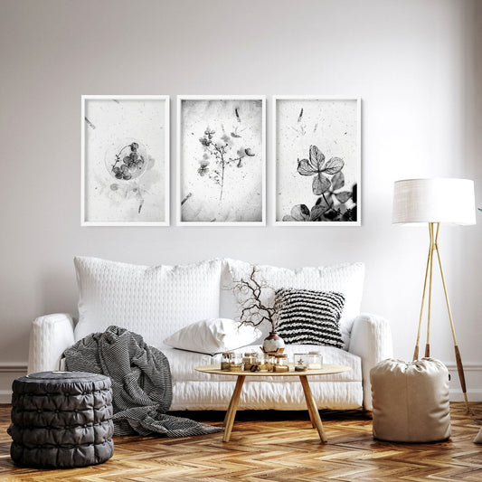 Wall arts black and white | set of 3 framed wall art prints
