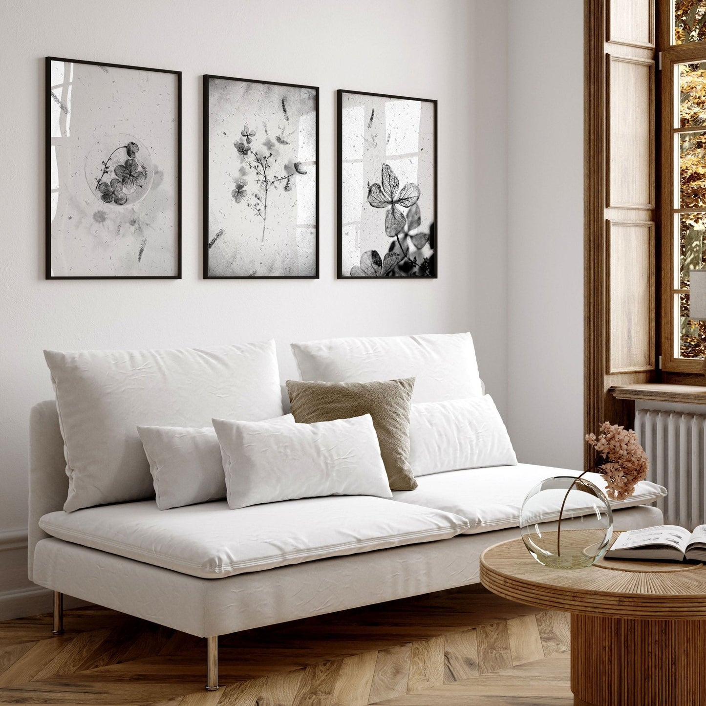 Wall arts black and white | set of 3 framed wall art prints