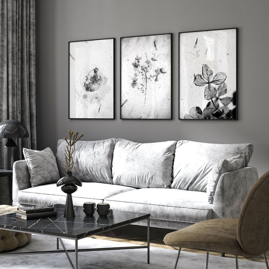 Wall arts black and white | set of 3 framed wall art prints
