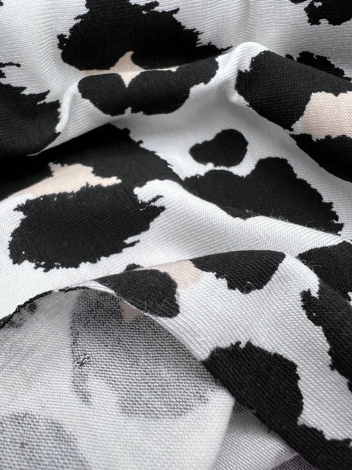 White Beige Animal Mix Print Viscose Elastane Fabric