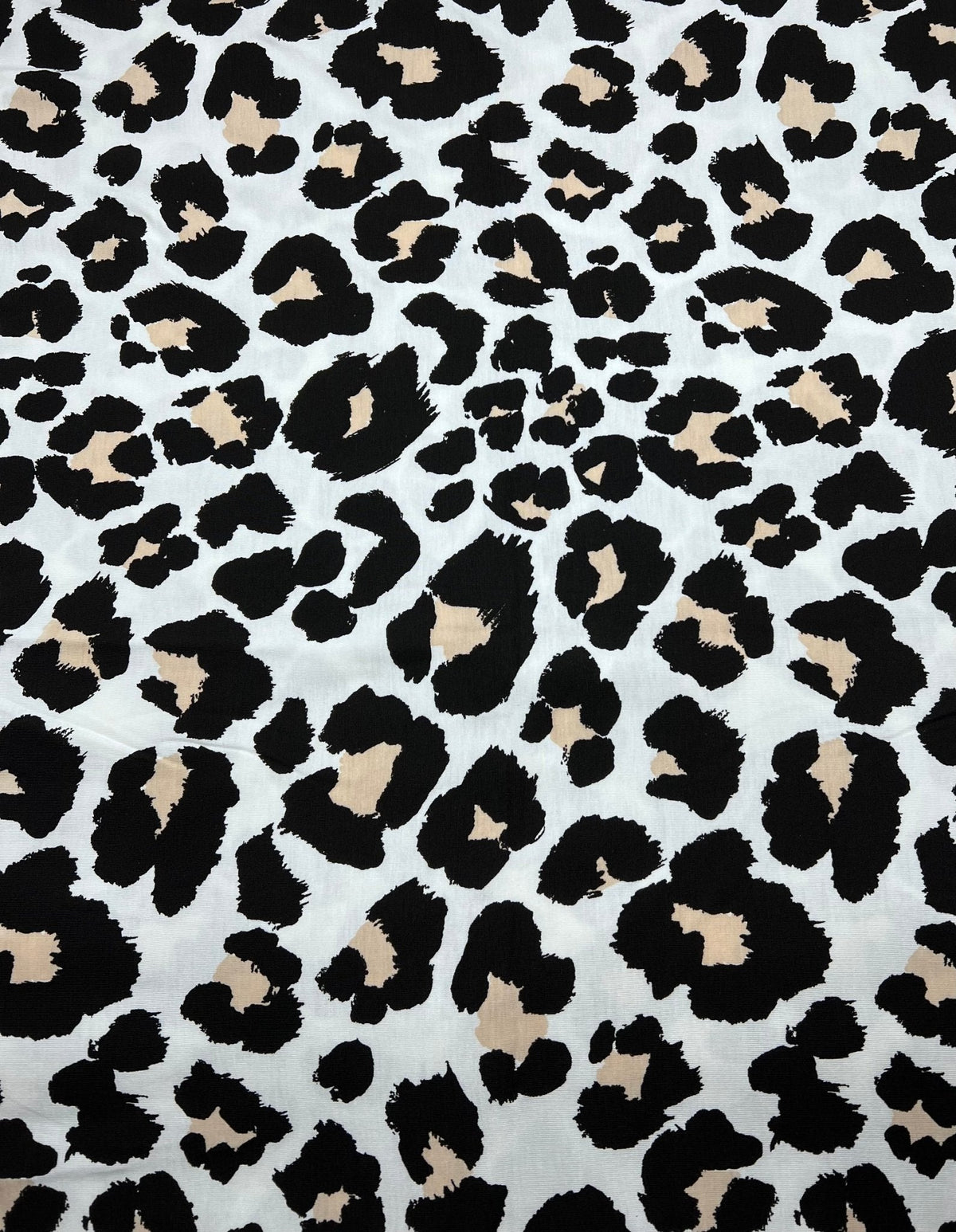 White Beige Animal Mix Print Viscose Elastane Fabric