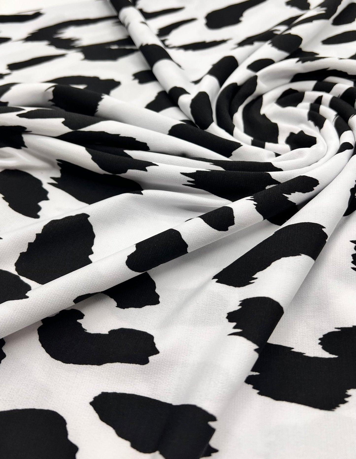 White Black Animal Print ITY Fabric 4 Way Stretch