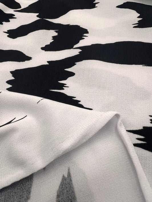 White Black Animal Print ITY Fabric 4 Way Stretch