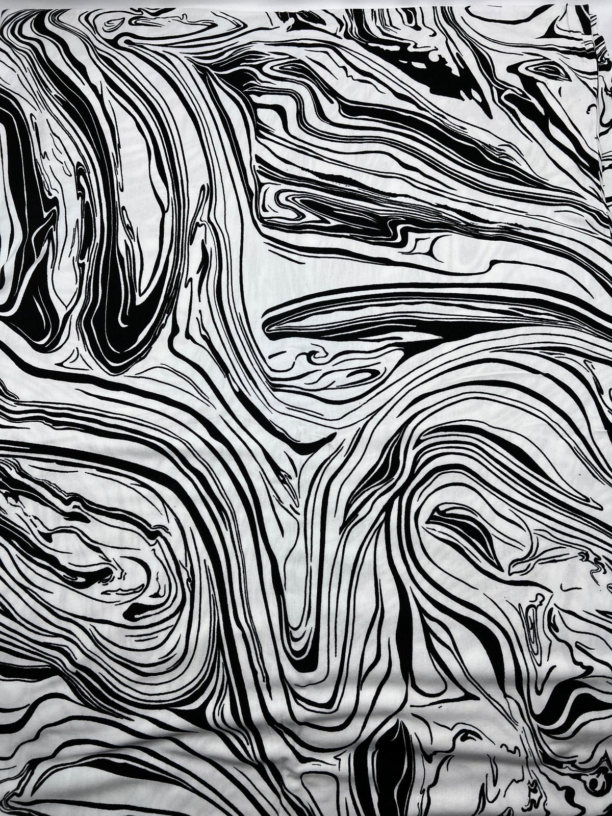 White Black Paint Print Viscose Elastane Fabric
