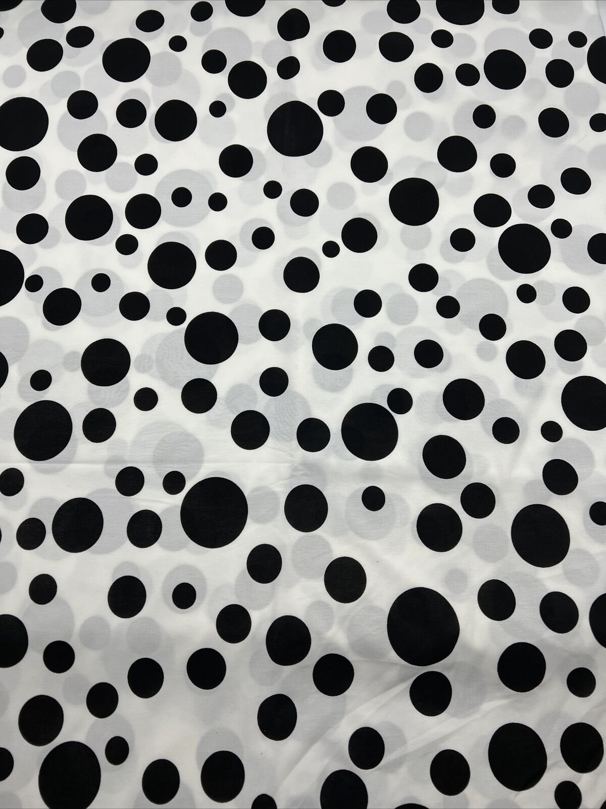 White Black Polka Print Soft Touch Stretch Fabric
