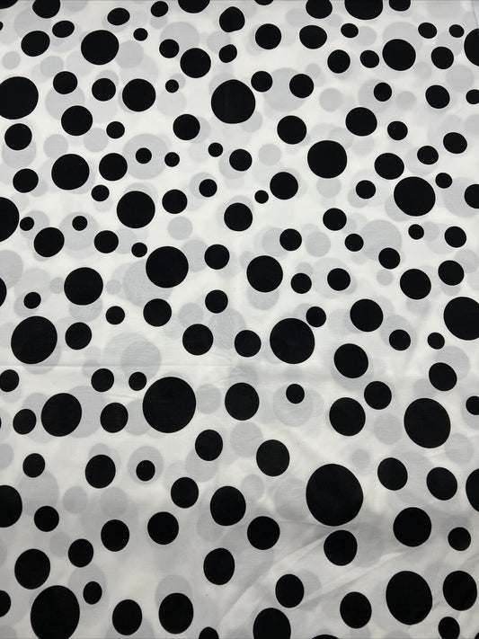 White Black Polka Print Soft Touch Stretch Fabric