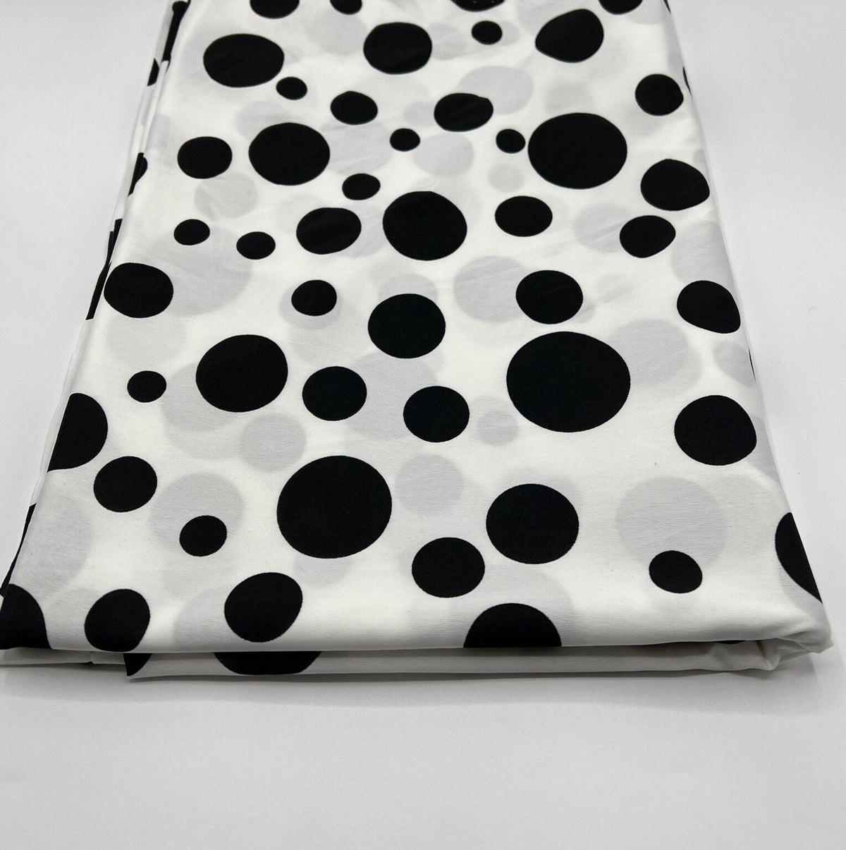 White Black Polka Print Soft Touch Stretch Fabric