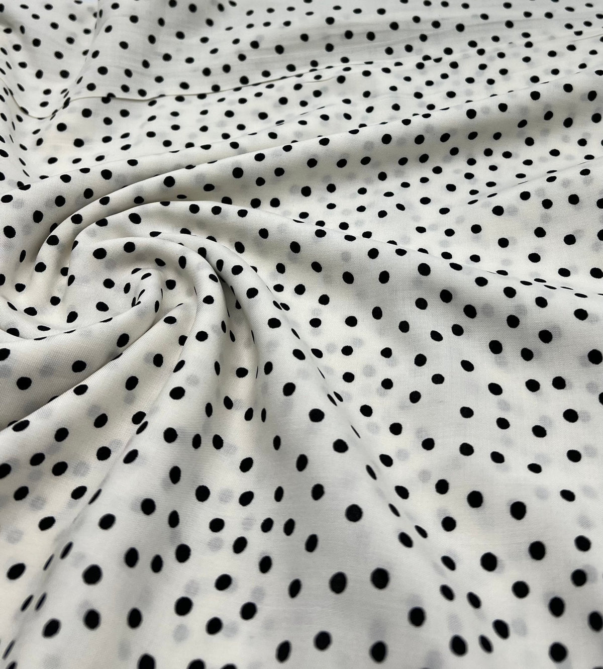 White Black Spot Lightweight Non Stretch Woven Fabric