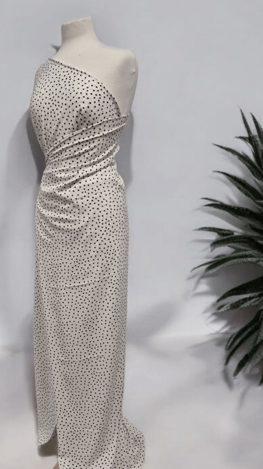 White Black Spot Lightweight Non Stretch Woven Fabric