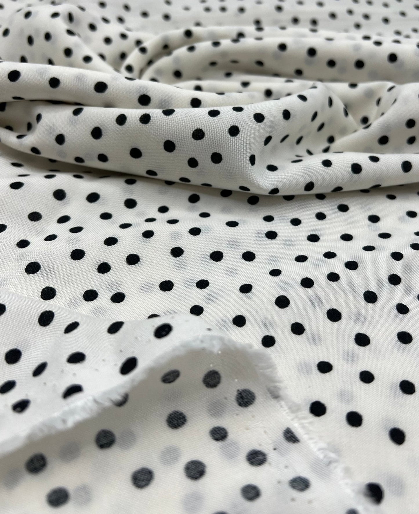 White Black Spot Lightweight Non Stretch Woven Fabric