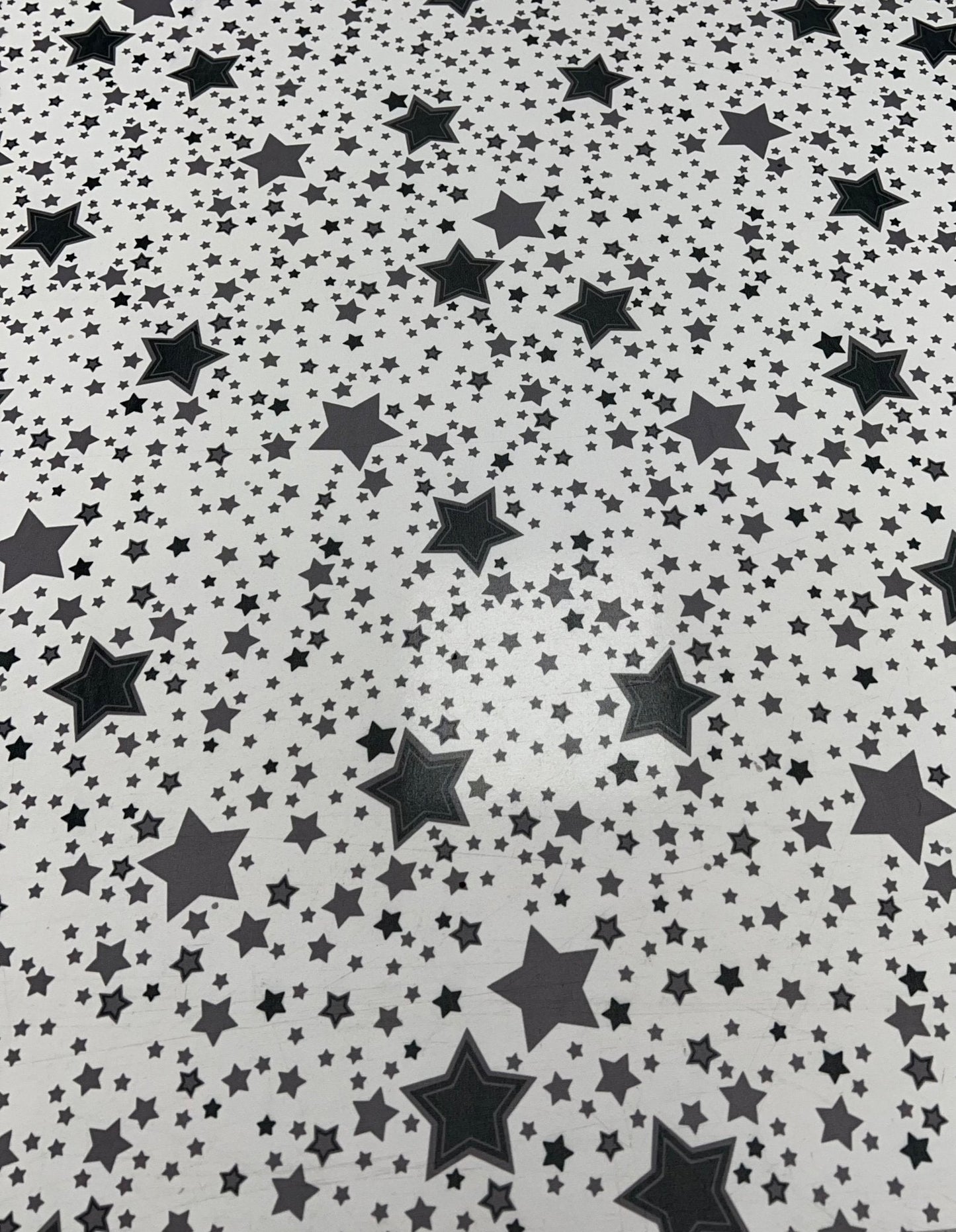 White Black Star Print Mesh Fabric Stretch