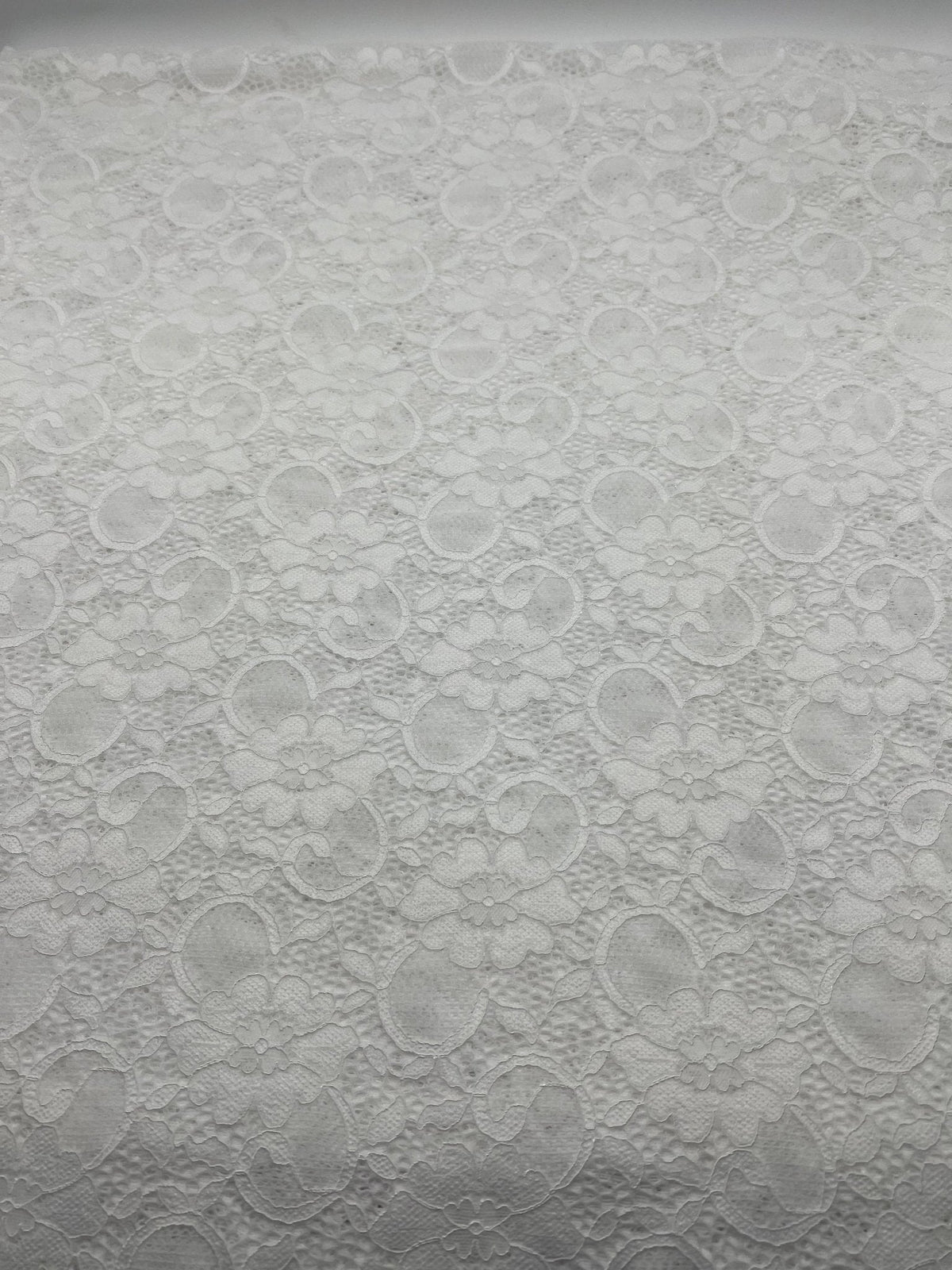 Off White Flower Scalloped Edge Floral Lace Fabric Stretch