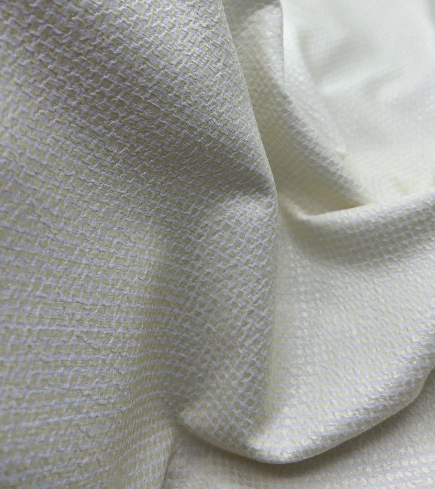 White Gold Shiny Square Liverpool Bullet Stretch Fabric